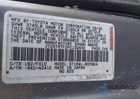 1993 Toyota Celica Gt из США, поврежденный, VIN JT2ST87F2P0132432